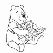 coloriage winnie l ourson et ses fleurs